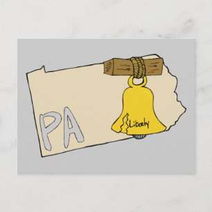 Pennsylvania PA Map met Liberty Bell Cartoon Art Briefkaart