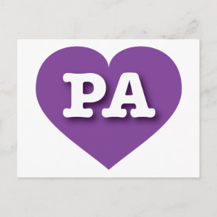 Pennsylvania Paars Heart - Ik hou van PA Briefkaart