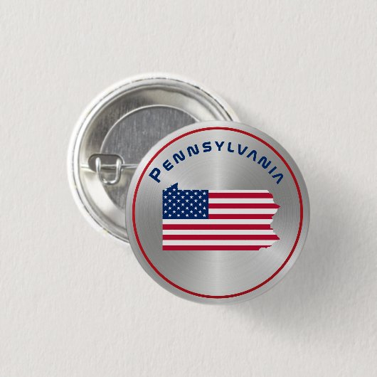 Pennsylvania Patriotic Map Amerikaanse vlag Ronde Button 3,2 Cm (Voorkant /achterkant)