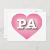 Pennsylvania Pink Fade Heart - Ik hou van PA Briefkaart (Voorkant / Achterkant)
