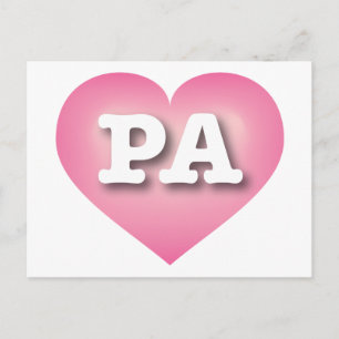 Pennsylvania Pink Fade Heart - Ik hou van PA Briefkaart