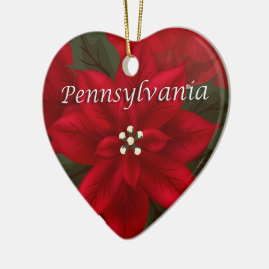 Pennsylvania Poinsettia Heart Keepomwille Ornament (Links)