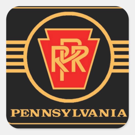 Pennsylvania Railroad Black en Gold large Vierkante Sticker (Voorkant)