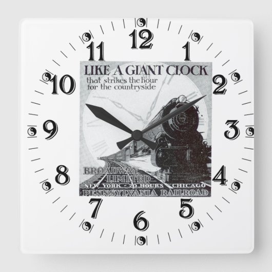 Pennsylvania Railroad Broadway Limited 1929 Vierkante Klok (Voorkant)