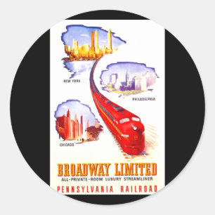 Pennsylvania Railroad Broadway Limited Streamliner Ronde Sticker