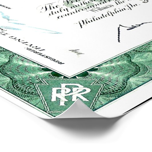 Pennsylvania Railroad CUSTOM Stock Certificate Pos Poster (Hoek)