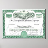 Pennsylvania Railroad CUSTOM Stock Certificate Pos Poster (Voorkant)