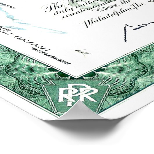 Pennsylvania Railroad CUSTOM Stock Certificate Poster (Hoek)