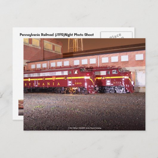 Pennsylvania Railroad (JTFS)Night Photo Shoot Briefkaart (Voorkant / Achterkant)