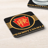 Pennsylvania Railroad Logo, Black en Gold Bier Onderzetter (Linkerzijde)