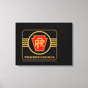 Pennsylvania Railroad Logo, Black & Gold Canvas Afdruk