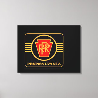 Pennsylvania Railroad Logo, Black & Gold Canvas Afdruk