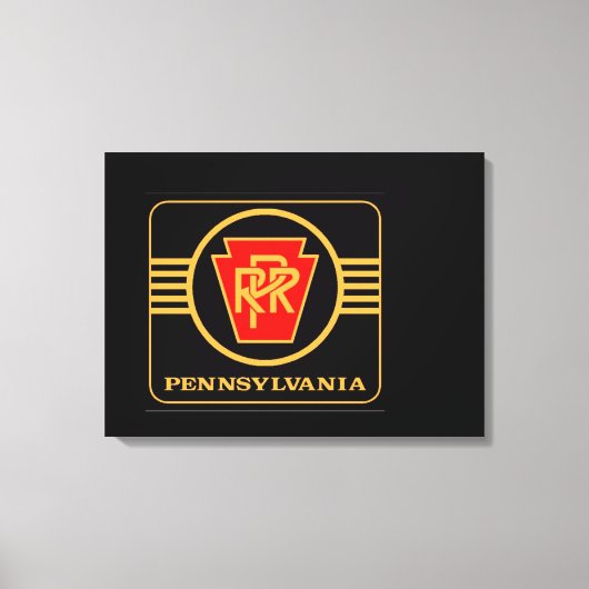 Pennsylvania Railroad Logo, Black & Gold Canvas Afdruk (Voorkant)