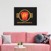 Pennsylvania Railroad Logo, Black & Gold Canvas Afdruk (Insitu (Woonkamer))
