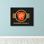 Pennsylvania Railroad Logo, Black & Gold Canvas Afdruk (Insitu (Houten vloer))