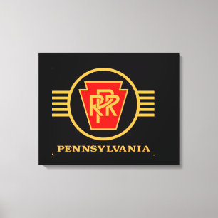 Pennsylvania Railroad Logo, Black & Gold Canvas Afdruk