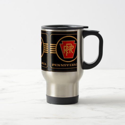 Pennsylvania Railroad Logo, Black & Gold Coffee Mo Reisbeker (Rechts)