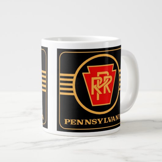 Pennsylvania Railroad Logo, Black & Gold Jumbo Mok (Voorkant rechts)