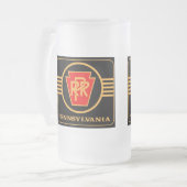 Pennsylvania Railroad Logo, Black & Gold Matglas Bierpul (Voorkant links)