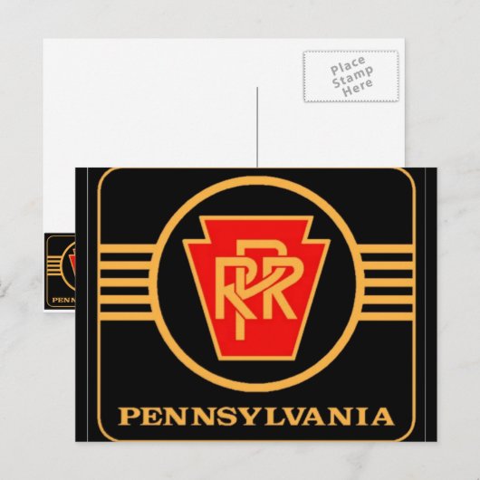 Pennsylvania Railroad Logo, Black & Gold Post Card Briefkaart (Voorkant / Achterkant)