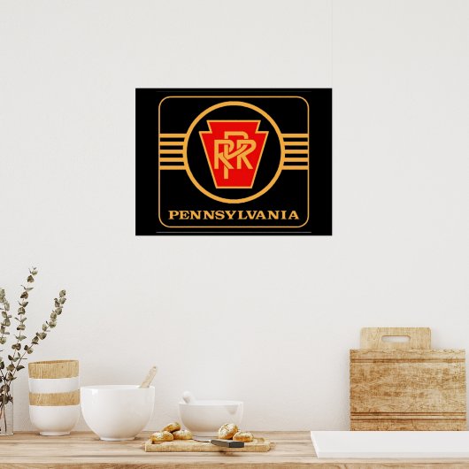 Pennsylvania Railroad Logo, Black & Gold Poster (Keuken)