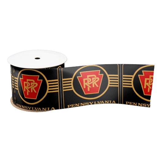 Pennsylvania Railroad Logo, Black & Gold Ribbon Satijnen Lint (Spoel)