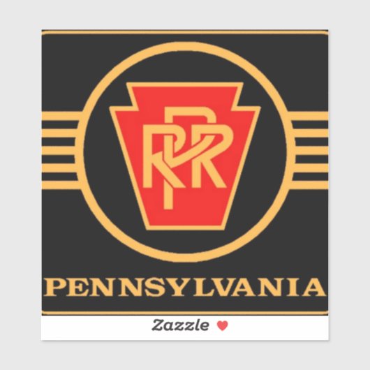 Pennsylvania Railroad Logo, Black & Gold Sticker (Vel)