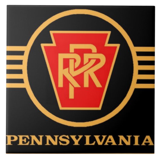 Pennsylvania Railroad Logo, Black & Gold Tile Tegeltje (Voorkant)