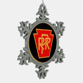 Pennsylvania Railroad Logo, Black & Gold Tin Sneeuwvlok Ornament (Links)