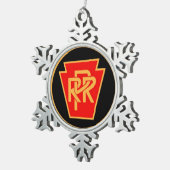Pennsylvania Railroad Logo, Black & Gold Tin Sneeuwvlok Ornament (Rechts)
