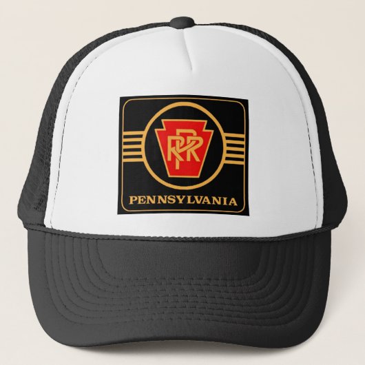Pennsylvania Railroad Logo, Black & Gold Trucker Pet (Voorkant)