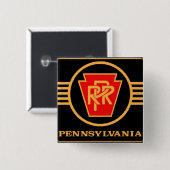 Pennsylvania Railroad Logo, Black & Gold Vierkante Button 5,1 Cm (Voorkant /achterkant)