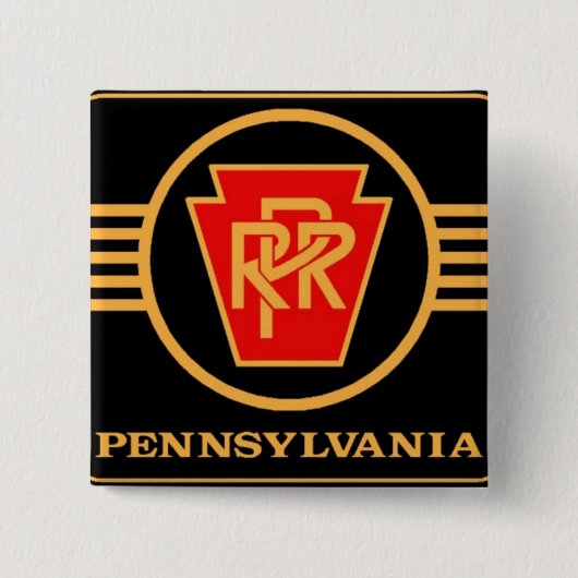 Pennsylvania Railroad Logo, Black & Gold Vierkante Button 5,1 Cm (Voorkant)