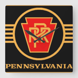 Pennsylvania Railroad Logo, Black & Gold Vierkante Klok