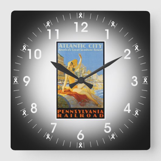 Pennsylvania Railroad to Atlantic City Wall Clock Vierkante Klok (Voorkant)
