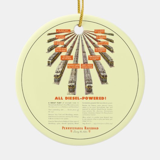 Pennsylvania Railways East-West Now all Diesel Keramisch Ornament (Voorkant)