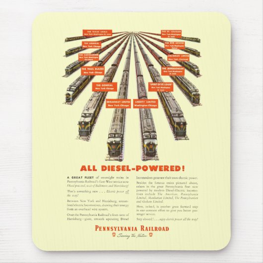 Pennsylvania Railways East-West Now all Diesel Muismat (Voorkant)