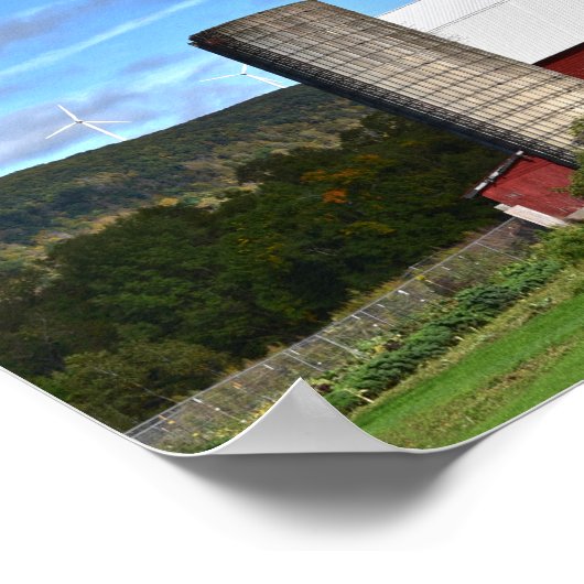 Pennsylvania Red Barn en Wind Turbines 12 x 8 Poster (Hoek)