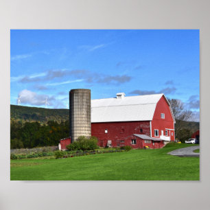 Pennsylvania Red Barn en Wind Turbines Poster