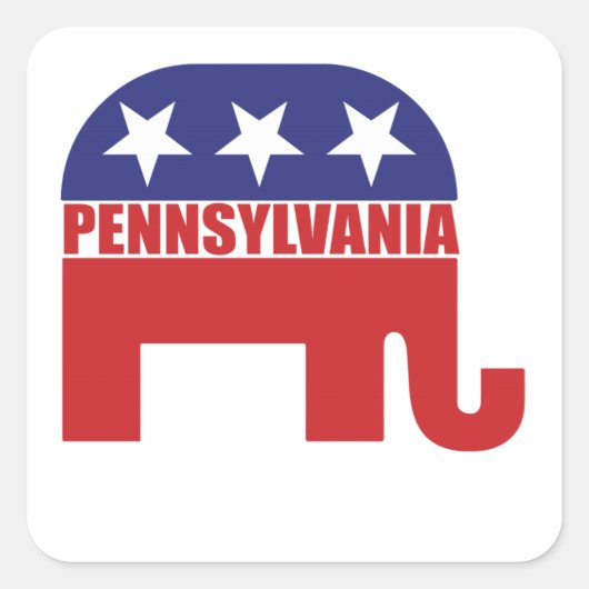 Pennsylvania Republikeinse Olifant Vierkante Sticker (Voorkant)