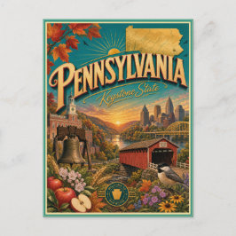 Pennsylvania Retro Reis Souvenir Prentbriefkaart Briefkaart