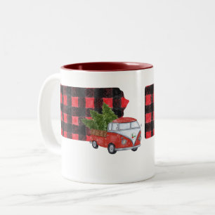 Pennsylvania rode pick-uptruck Kerstmis vintage Tweekleurige Koffiemok