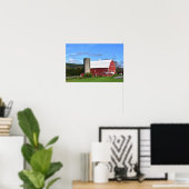 Pennsylvania Rode Schuur en Windturbines 12 x 8 Poster (Thuiskantoor)