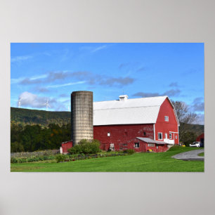 Pennsylvania Rode Schuur en Windturbines 12 x 8 Poster