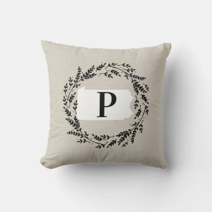 Pennsylvania Rustic Wreath Monogram Sierkussen