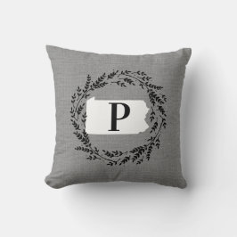 Pennsylvania Rustic Wreath Monogram Sierkussen