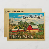 Pennsylvania Save the Date Boerderij Barn Rustic Aankondigingskaart (Voorkant / Achterkant)