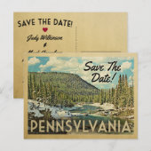 Pennsylvania Save the Date Mountains River Snow Aankondigingskaart (Voorkant / Achterkant)