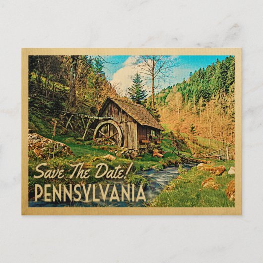 Pennsylvania Save the Date Rustic Cabin Mill Aankondigingskaart (Voorkant)