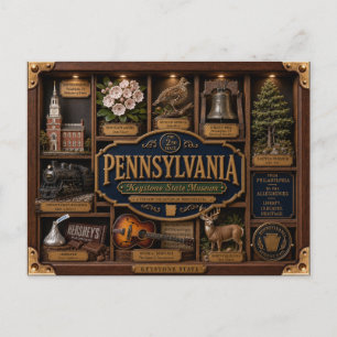 Pennsylvania Schaduwdoos 3D Figuur Staat Briefkaart